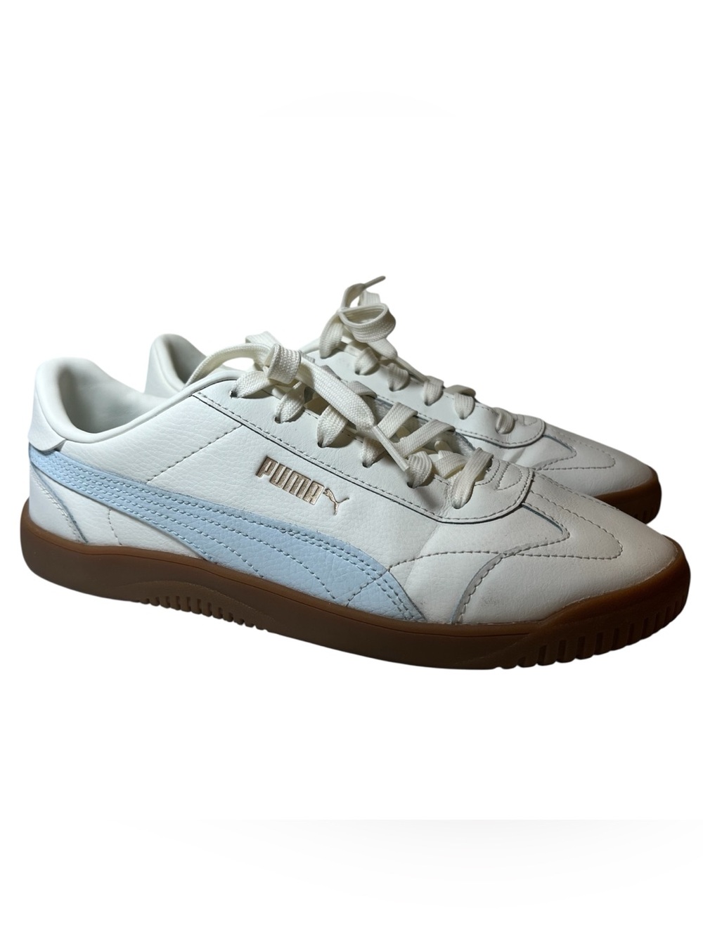 Puma Womens White Leather Sneakers Gum Sole Size 9 Classic Low Top
